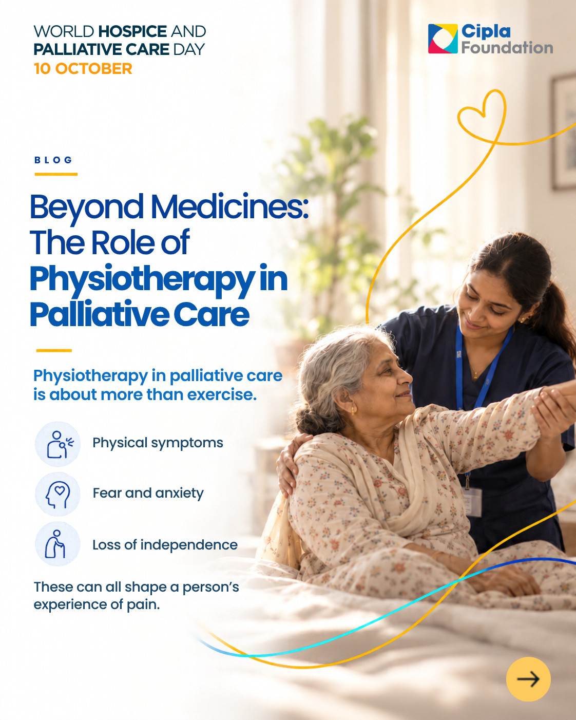 World Hospice and Palliative Care Day creative: “Beyond medicines: the role of physiotherapy in palliative care”