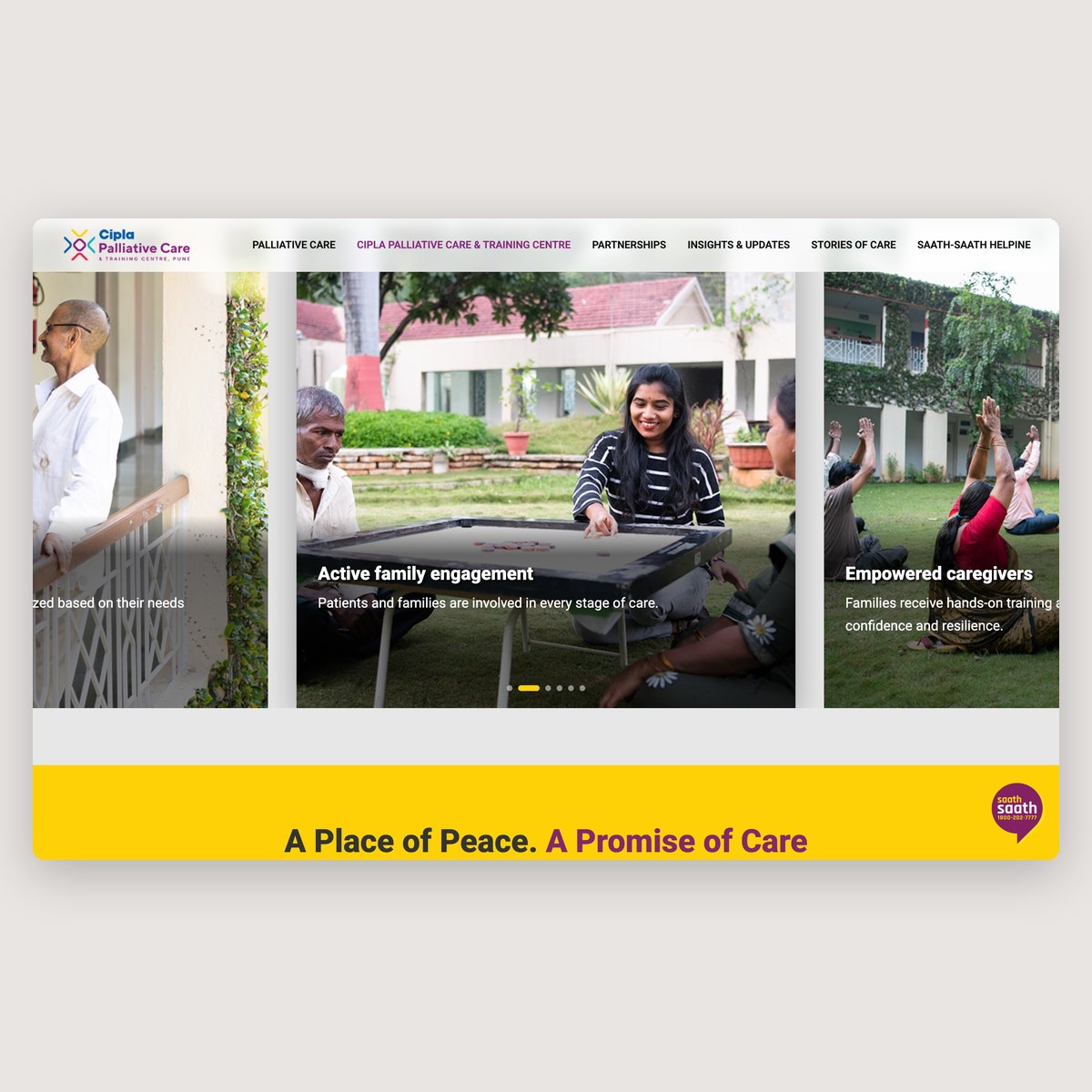 The Cipla Palliative Care & Training Centre page: “A place of peace. A promise of care”