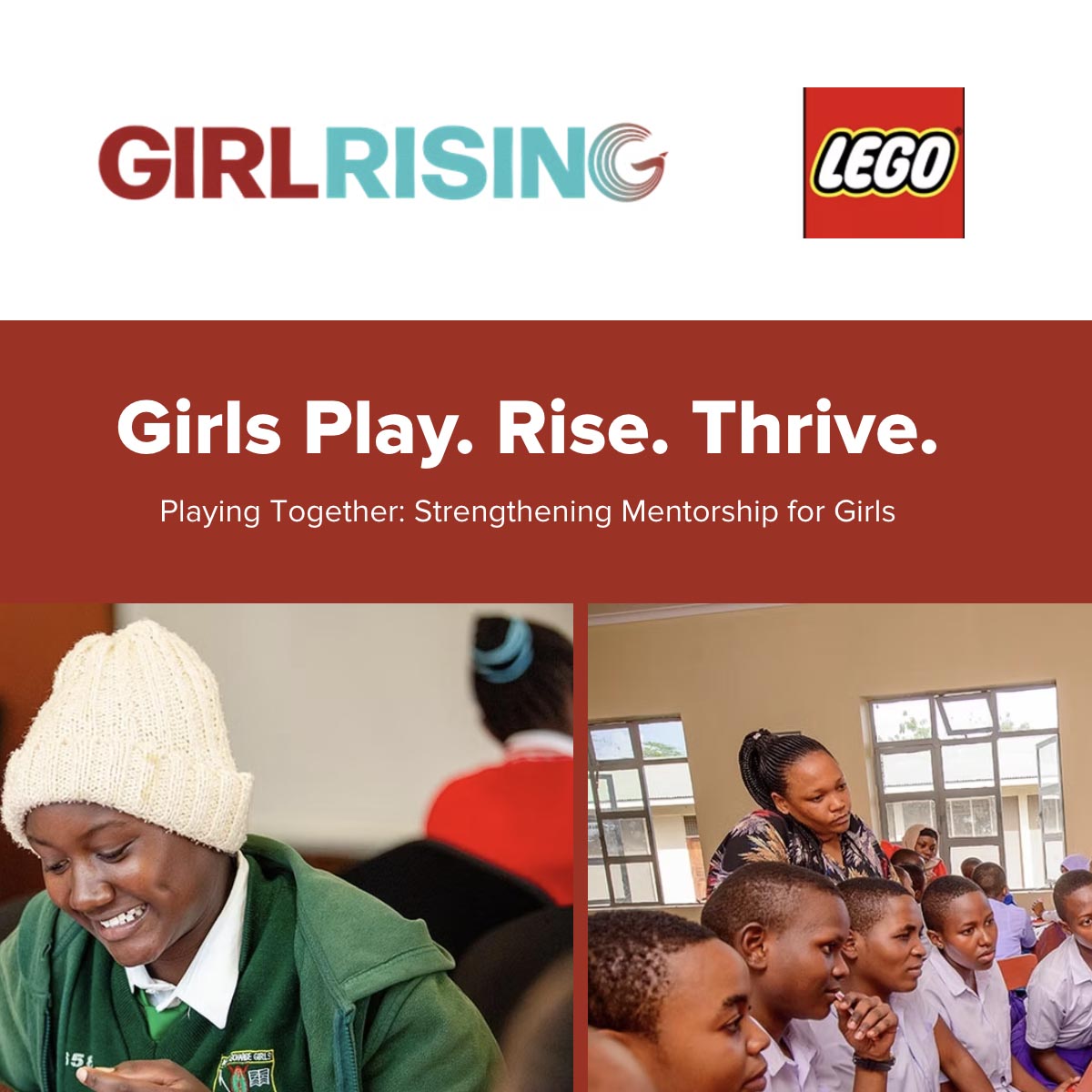 Campaign collage of supporters holding up hands written with “Girl Rising”