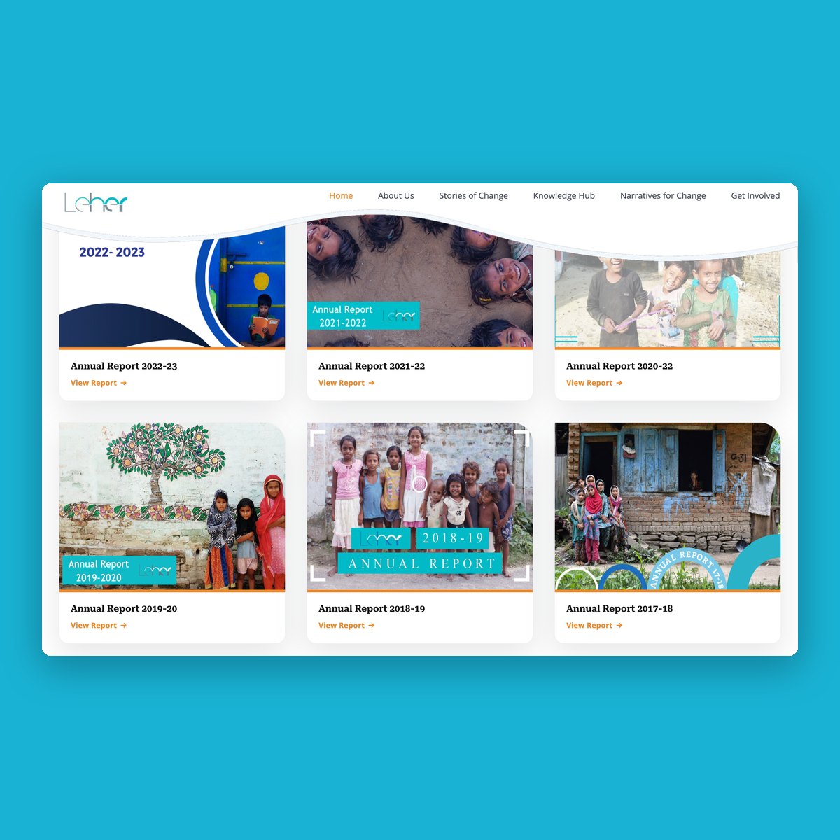 The Annual Reports archive, with report covers from 2017–18 to 2022–23