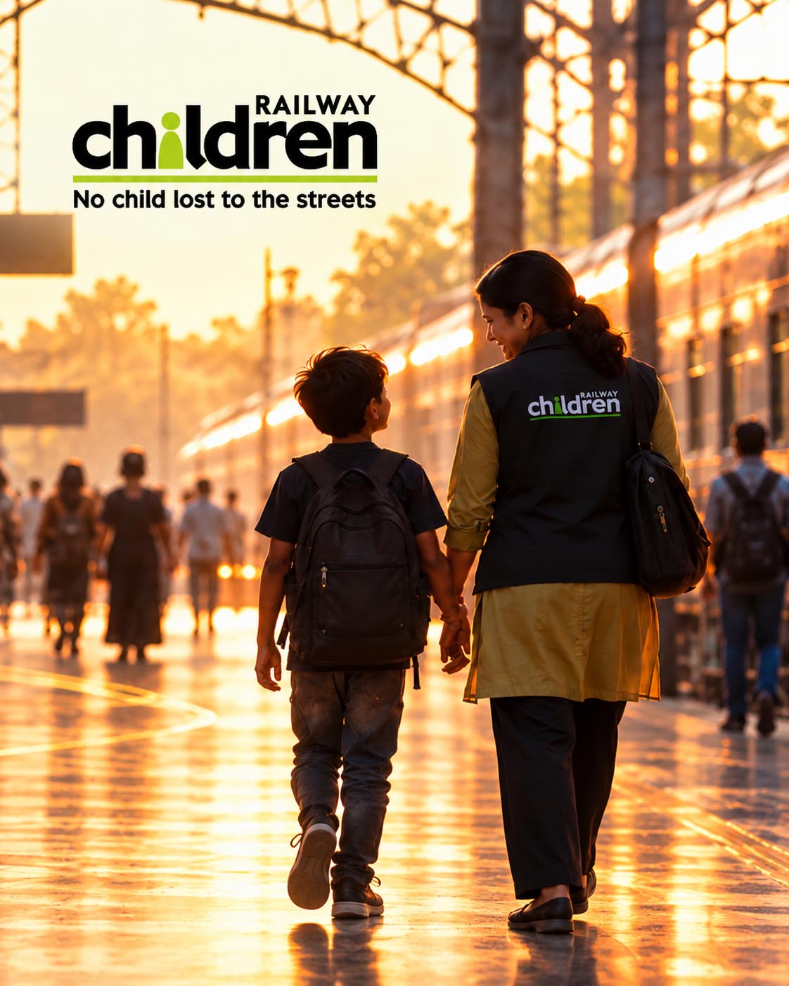 The Railway Children India homepage on mobile: “We believe in a world where every child can thrive, away from a life on the streets”