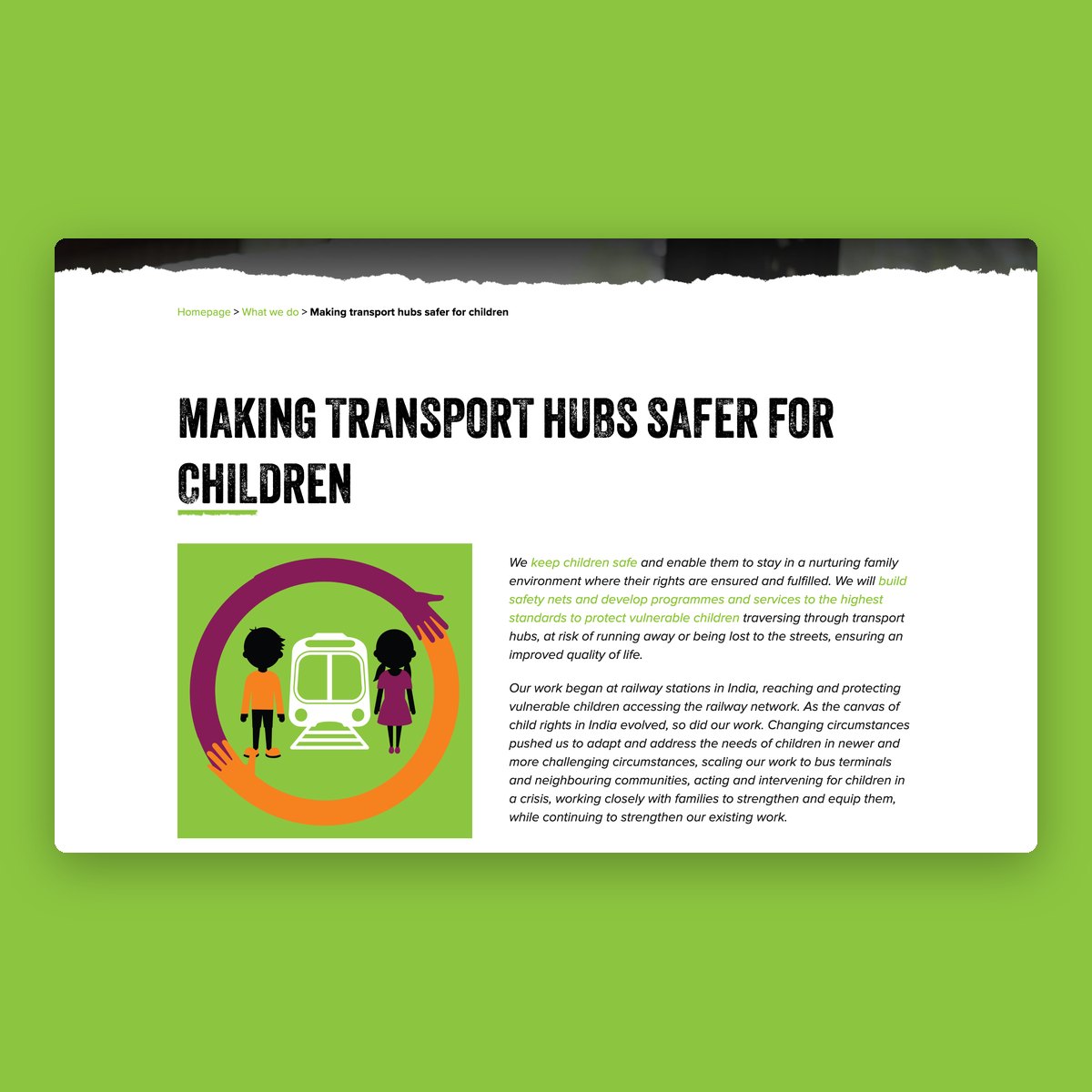 The What We Do programme page: making transport hubs safer for children